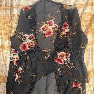 Floral Lace Trim Cardigan
